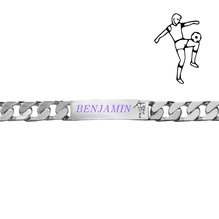 Gourmette Homme Argent Massif (40g) - Foot - Maille Gourmette 10mm - 17 à 25 cm