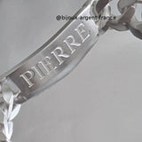 Gourmette XXL argent massif 14 mm personnalisée d'un prénom gravé dans la masse, toute longueur jusque 31 cm.