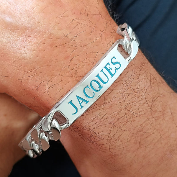 Gourmette à personnaliser pour les hommes, en Argent massif, spécialiste des grandes tailles.