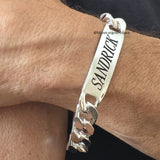 Gourmette argent massif homme, 14mm de large, réalisable jusque 31 cm de longueur et personnalisable face et / verso.