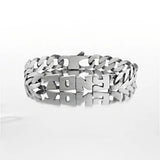 Gourmette homme en Argent 925 massif, maille hawaï 10 mm de large, finition en argent vieilli, prénom découpé main.