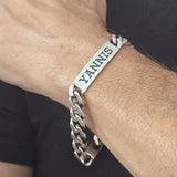 Gourmette Homme en Argent 925 massif personnalisable, finition vieillie.