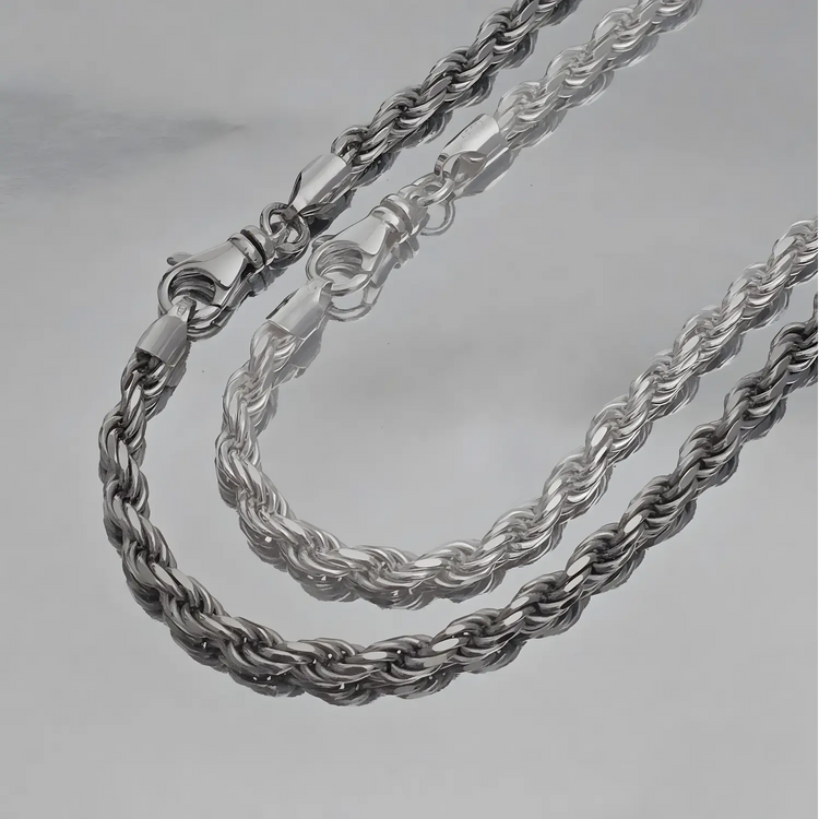 Chaîne Homme Argent - Maille Corde 5mm - 45 à 80cm (Poids 33 à 59g)