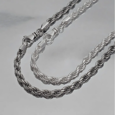 Chaîne Homme 45 à 80cm Argent Massif (poids 33 à 59g) - Maille Corde 5mm - option rhodié