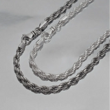 Grosse chaîne corde en Argent massif pour homme, maille torsadée disponible en grande longueur, jusque 80 cm.