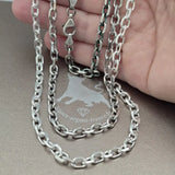 Grosse chaîne maille forçat homme en argent massif, large de 5.2 mm, disponible en grande longueur jusque 90 cm.