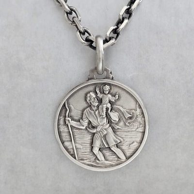 Médaille Saint-Christophe argent vieilli Ø 2,1 cm – personnalisable