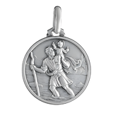 Pendentif médaille Saint-Christophe en argent massif vieilli 925, personnalisable d'une gravure au verso.