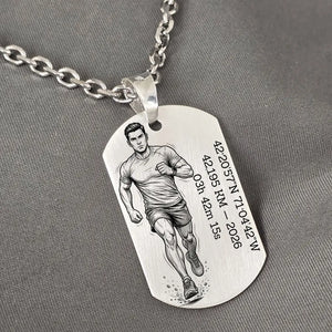 Médaille gravée athlétisme, coureur homme en Argent 925 massif.