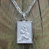 Médaille homme en argent massif rhodié, Saint Christophe personnalisable au verso.
