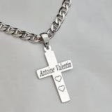 Pendentif Croix Homme Argent 925 Rhodié (4,5 cm) - Finition diagonales - Personnalisable