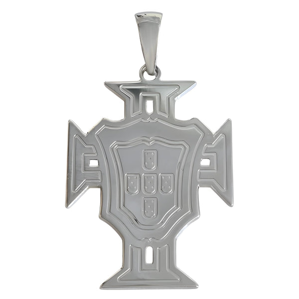 Pendentif Croix du Portugal grand modèle en argent 925 rhodié personnalisable au verso.