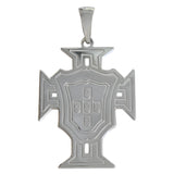 Pendentif Croix du Portugal grand modèle en argent 925 rhodié personnalisable au verso.