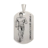 Pendentif homme en Argent massif, marathonien personnalisable face et verso. Gravure face offerte.