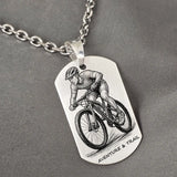 Pendentif VTT en Argent Massif Homme, sur chaîne forçat 3 mm.