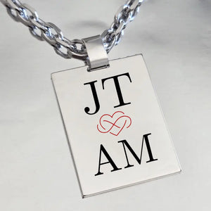 Pendentif en Argent massif Homme, symbole amour Coeur & infini, grand modèle.