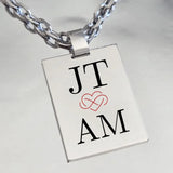 Pendentif en Argent massif Homme, symbole amour Coeur & infini, grand modèle.