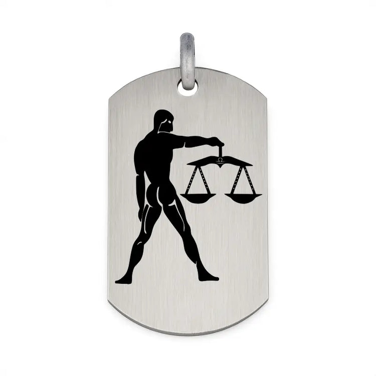 Signe Balance Homme, pendentif Argent massif (personnalisable, grand modèle)