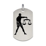 Pendentif astrologique Balance en argent massif pour homme, à graver devant et au verso.