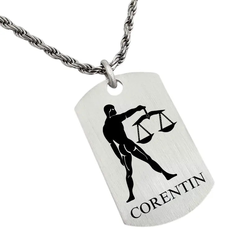 Pendentif argent homme, zodiaque Balance de belle envergure offrant une finition satinée.