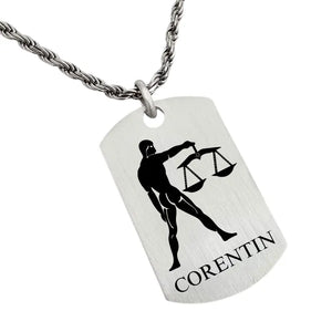 Pendentif argent homme, zodiaque Balance de belle envergure offrant une finition satinée.