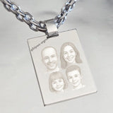 Grand pendentif homme en Argent massif | 1 à 5 portraits | Gravure photo laser