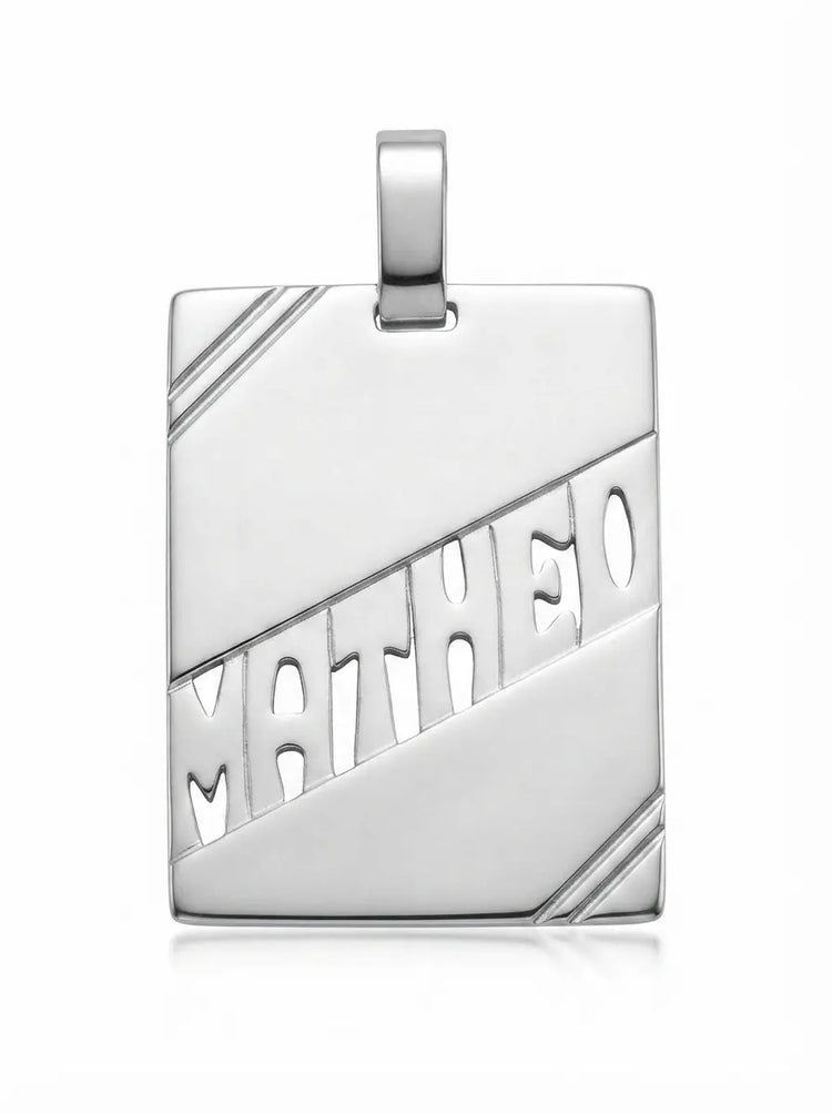 Pendentif Prénom Découpé Homme - Argent Massif 925 - médium ou grand modèle