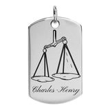 Pendentif balance en argent pour homme à personnalisé