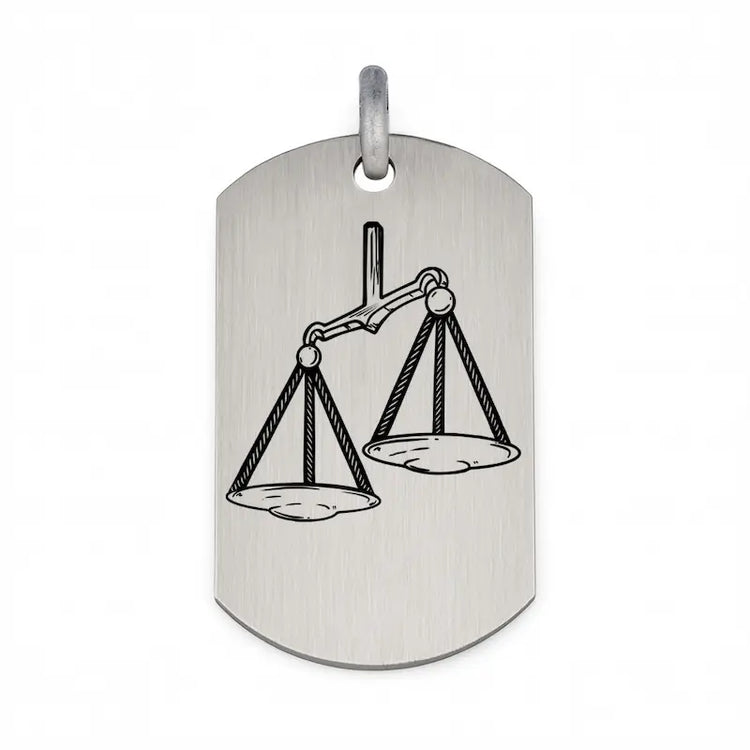 Pendentif Homme Argent ∣ Balance ∣ Personnalisable ∣ Grand modèle