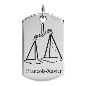 Pendentif balance personnalisable en argent massif