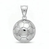 Grand pendentif ballon de football en argent massif rhodié de 20 mm, finition brillante