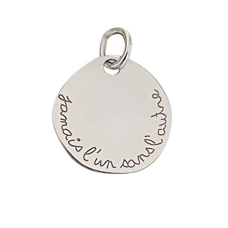 Pendentif Homme Argent Rhodié Jamais l'un sans l'autre - Personnalisable