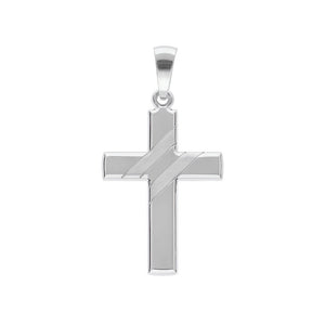 Pendentif Croix Argent Homme personnalisable au verso, en Argent massif rhodié