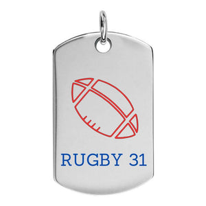Pendentif en forme de ballon de rugby personnalisable recto / verso et couleur du ballon de rugby