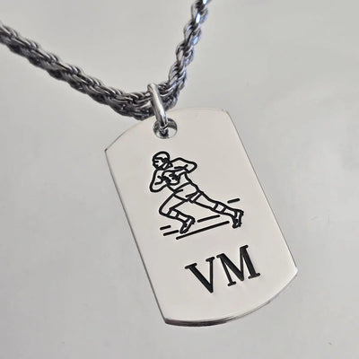 Pendentif homme Rugbyman personnalisé - Argent Massif - Grand modèle