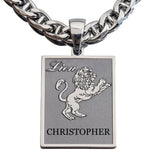 Pendentif Homme argent, Lion, grand modèle d'une hauteur totale de 4.8 cm.
