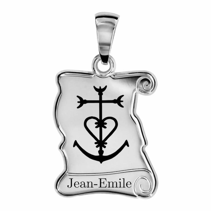 Pendentif homme en Argent massif, grande croix de Camargue personnalisable face et verso.