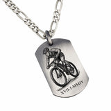 Pendentif homme argent massif, vélo VTT à personnaliser sur la face et / ou au verso. 