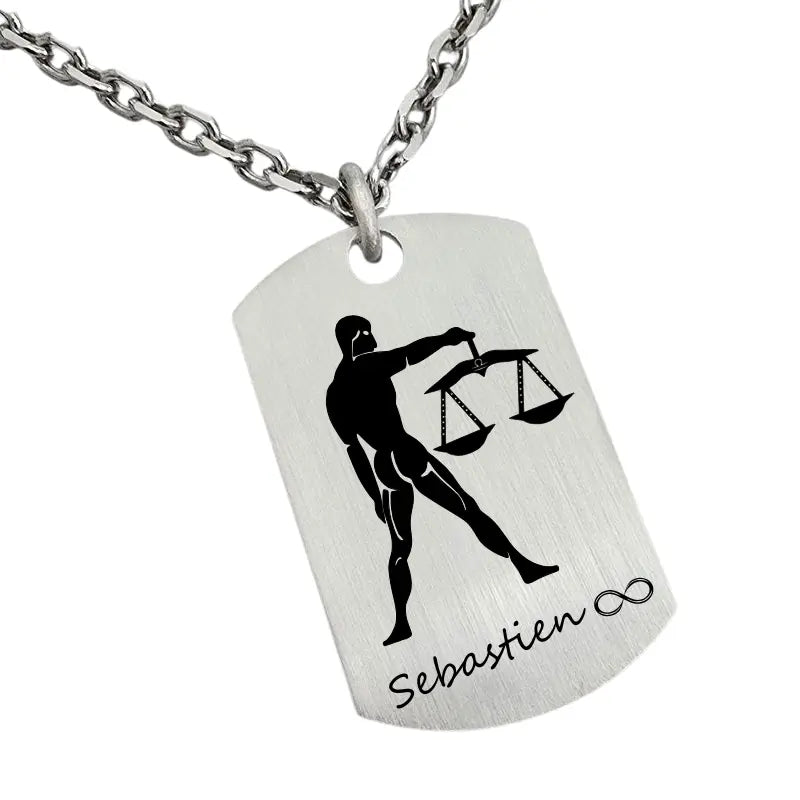Pendentif homme argent, signe astrologique Balance personnalisable en atelier Français.