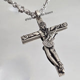 Pendentif homme Croix Rocker en argent massif vieilli, personnalisable au verso pour le rendre unique. Modèle au choix.
