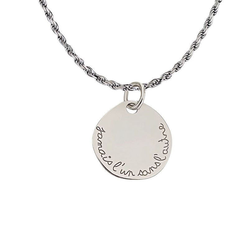 Pendentif homme original, bijou de couple Jamais l'un sans l'autre.