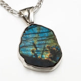 Pendentif Labradorite véritable en Argent massif, pièce unique de créateur Français.