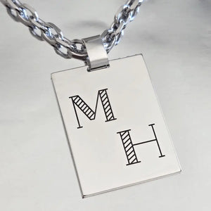 Brouillon - Pendentif Homme Argent Massif Personnalisé (Initiales) - Médium & Grand modèle