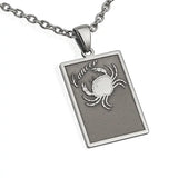 Pendentif Cancer en argent 925 rhodié, grand modèle 4,8 cm, création exclusive bijoux-argent-france avec possibilité de gravure personnalisée.