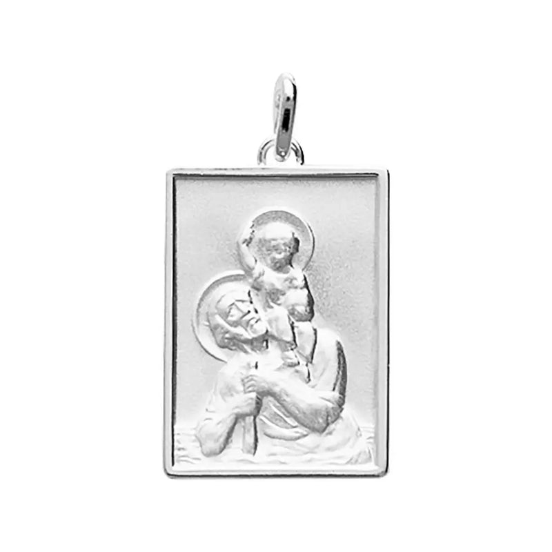 Saint Christophe, pendentif homme en argent 925 rhodié et personnalisable d'un message en gravure laser de qualité.