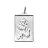 Saint Christophe, pendentif homme en argent 925 rhodié et personnalisable d'un message en gravure laser de qualité.