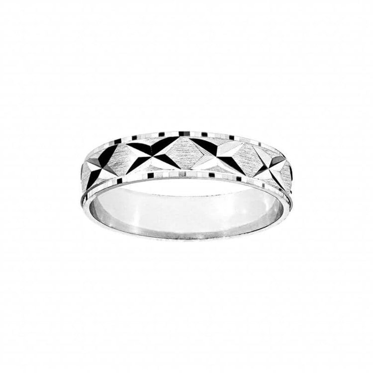 Alliance en argent rhodié aux motifs rose des vents pour Homme