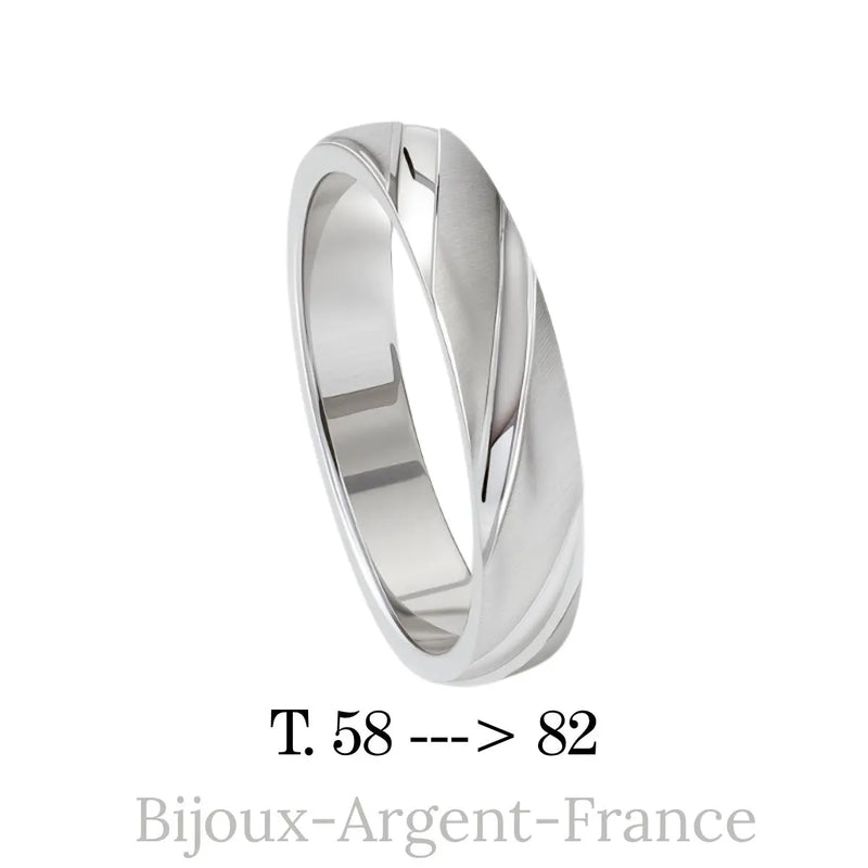 Alliance homme argent massif, brossée Luxe, disponible du 58 au 82, bijou grande taille personnalisable