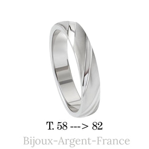 Alliance homme argent massif, brossée Luxe, disponible du 58 au 82, bijou grande taille personnalisable