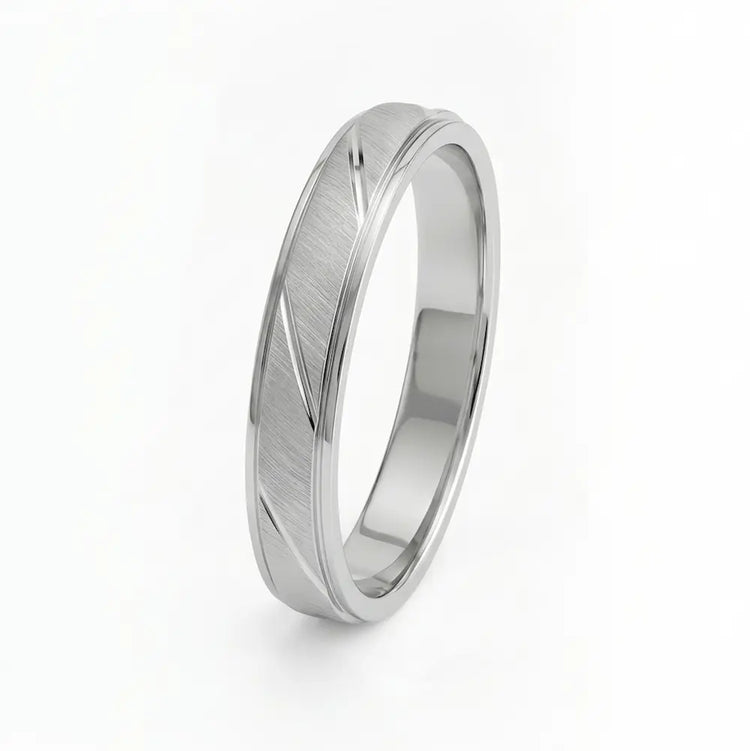 Alliance Homme en Argent massif rhodié, bague de mariage personnalisable.